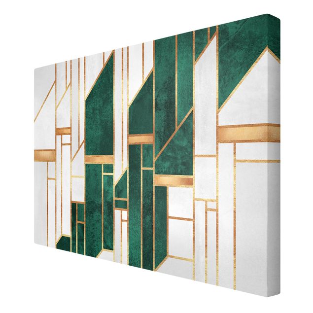 Leinwandbilder Wohnzimmer modern Emerald und Gold Geometrie