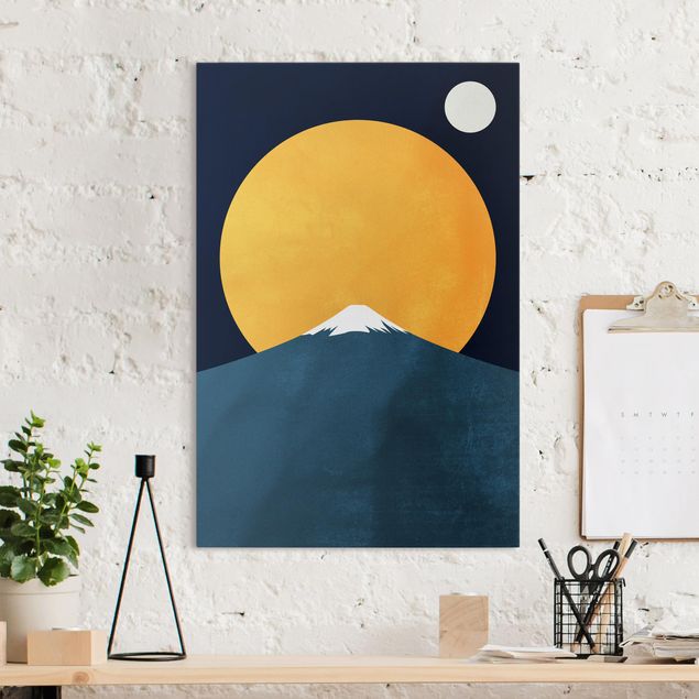 Leinwandbilder XXL Sonne, Mond und Berge