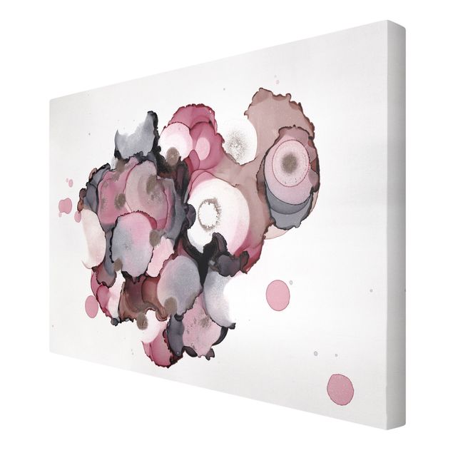Leinwandbilder Wohnzimmer modern Pink-Beige Tropfen mit Roségold
