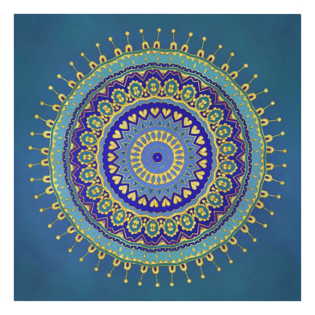 Schöne Wandbilder Mandala Blau Gold