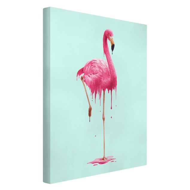Leinwand Kunstdruck Schmelzender Flamingo