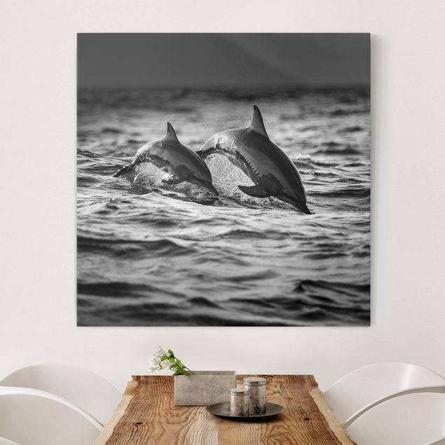 Wandbilder XXL Zwei springende Delfine