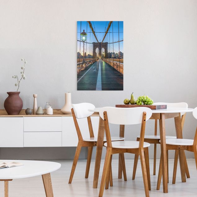 Leinwandbild Kunstdruck Morgenblick von der Brooklyn Bridge