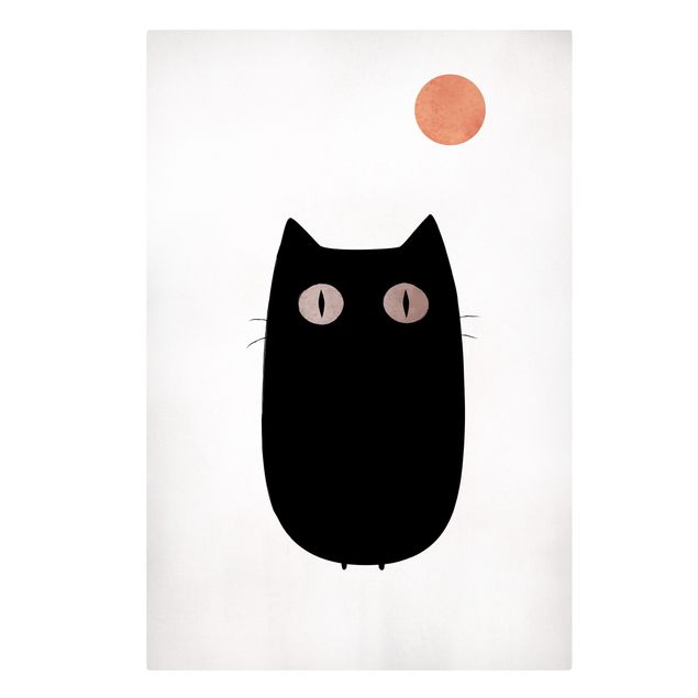 Leinwand Kunstdruck Schwarze Katze Illustration