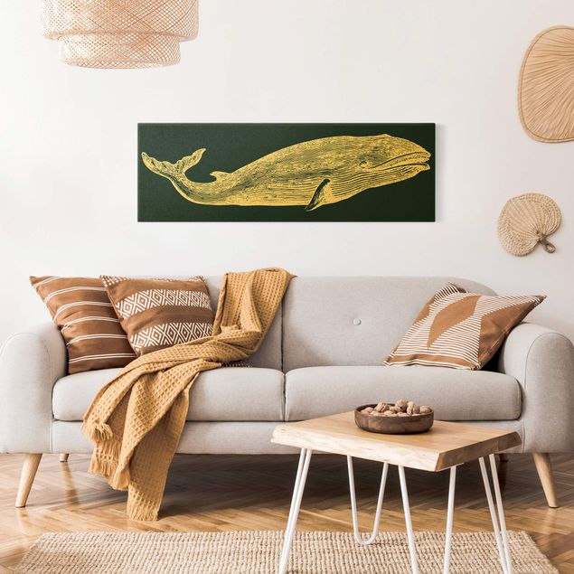 Wandbilder Wohnzimmer modern Illustration Wal auf Blau