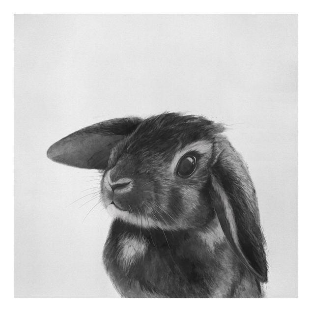 Wandbilder Tiere Illustration Hase Schwarz Weiß Zeichnung