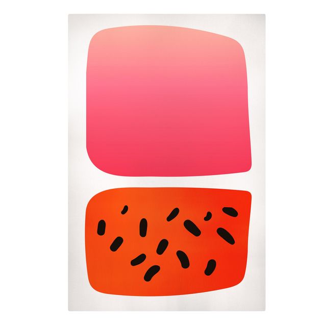 Moderne Leinwandbilder Wohnzimmer Abstrakte Formen - Melone und Rosa