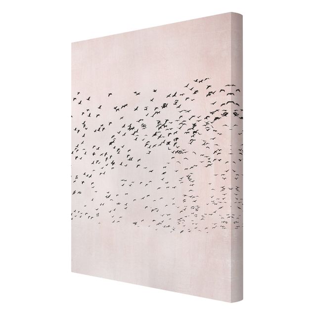 Kunstdrucke auf Leinwand Vogelschwarm im Sonnenuntergang