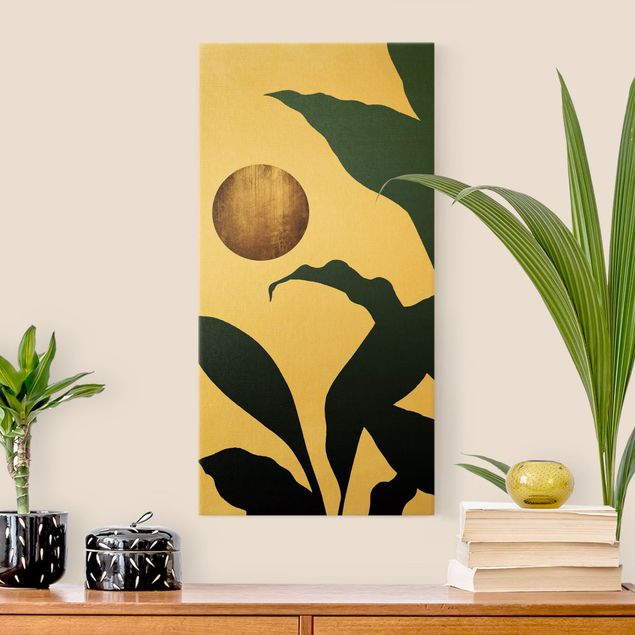 Leinwandbilder Wohnzimmer modern Goldener Mond im Dschungel