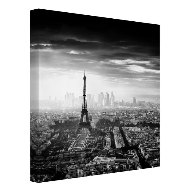 Wandbilder Skyline Der Eiffelturm von Oben Schwarz-weiß