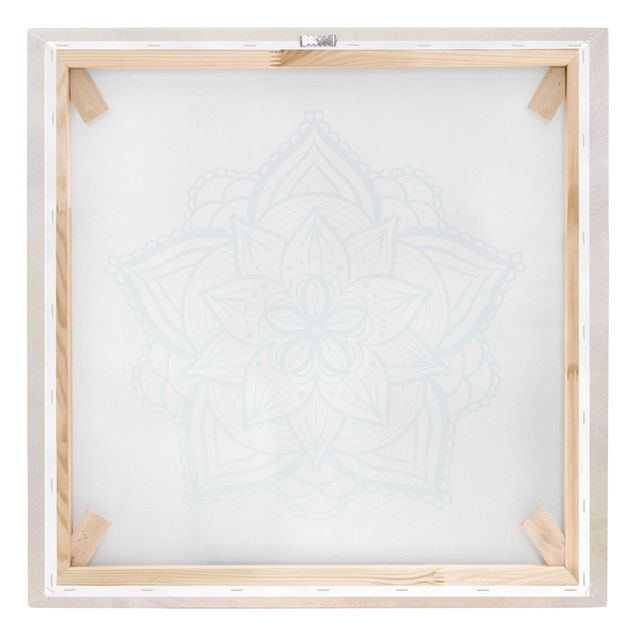 Leinwandbild - Mandala Illustration Mandala gold blau - Quadrat 1:1