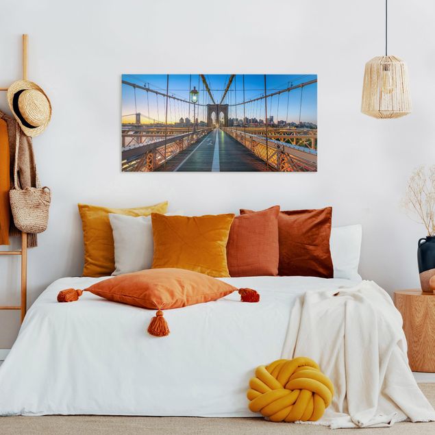 Leinwand Kunstdruck Morgenblick von der Brooklyn Bridge
