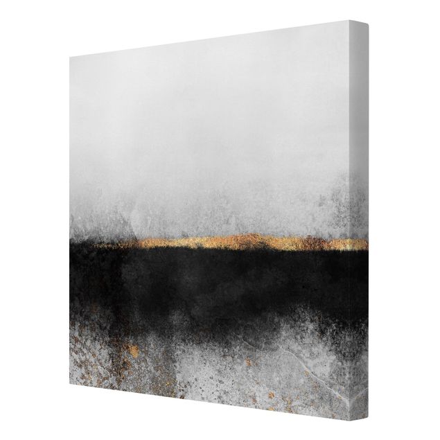 Kunstdrucke auf Leinwand Abstrakter Goldener Horizont Schwarz Weiß