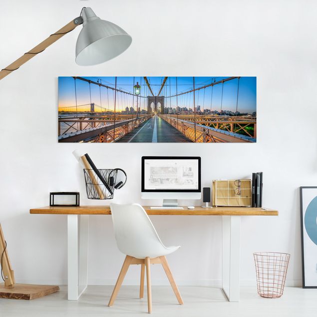 Leinwandbild Kunstdruck Morgenblick von der Brooklyn Bridge