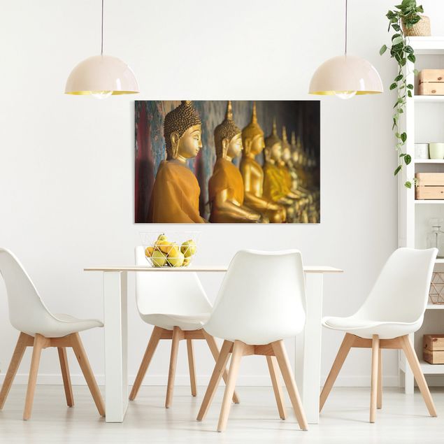 Leinwandbild Asien Goldene Buddha Statuen