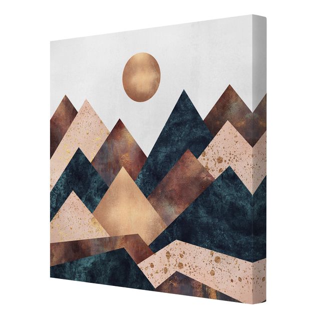 Kunstdrucke auf Leinwand Geometrische Berge Bronze