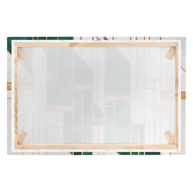 Leinwandbilder Wohnzimmer modern Emerald und Gold Geometrie