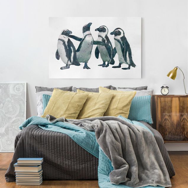 Wandbilder Vögel Illustration Pinguine Schwarz Weiß Aquarell