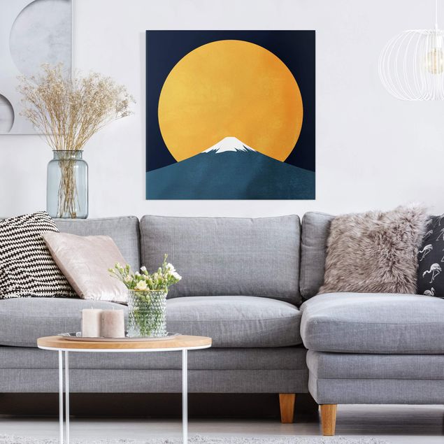Wandbild Berge Sonne, Mond und Berge