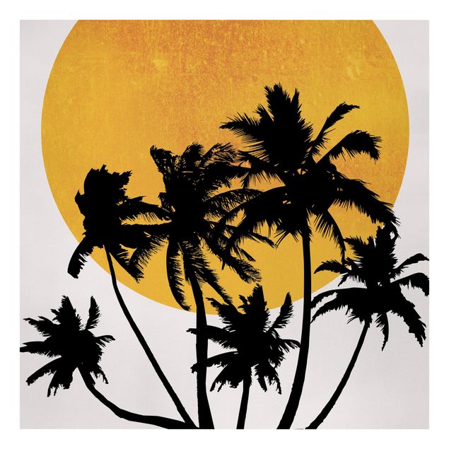 Kunstdrucke auf Leinwand Palmen vor goldener Sonne