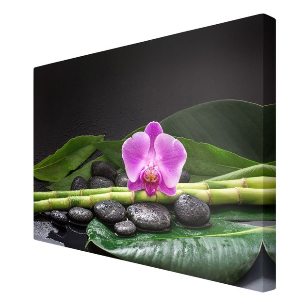 Bilder für die Wand Grüner Bambus mit Orchideenblüte