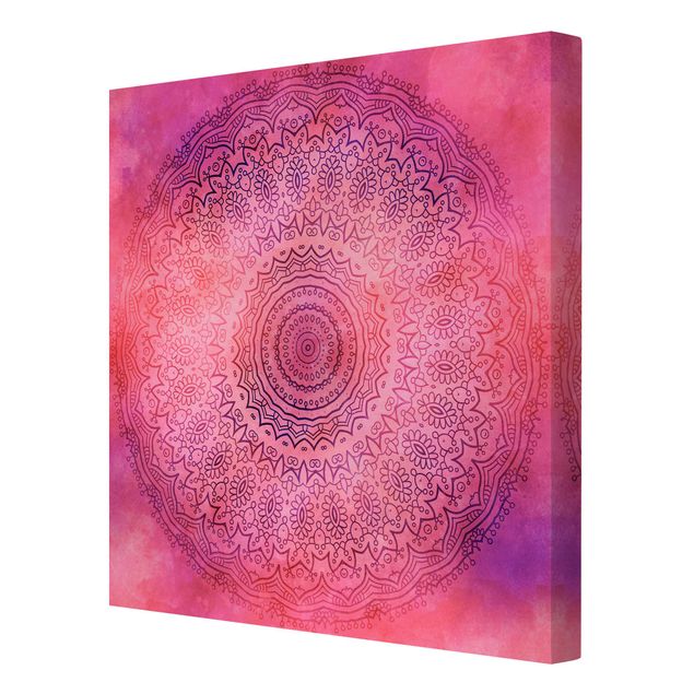 Bilder auf Leinwand Aquarell Mandala Pink Violett