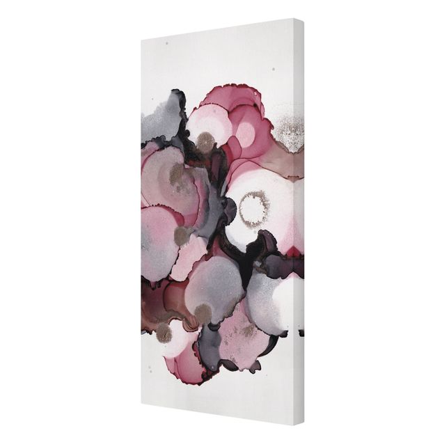 Moderne Leinwandbilder Wohnzimmer Pink-Beige Tropfen mit Roségold