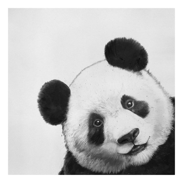 Leinwandbilder Tier Illustration Panda Schwarz Weiß Malerei