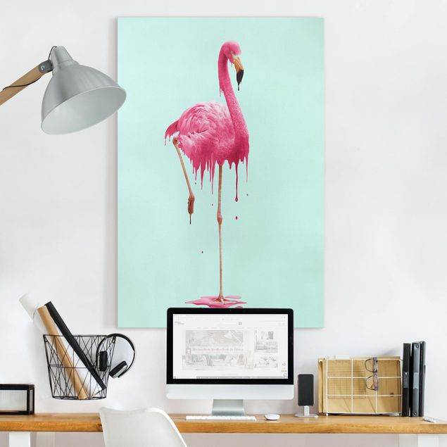 Leinwandbilder XXL Schmelzender Flamingo