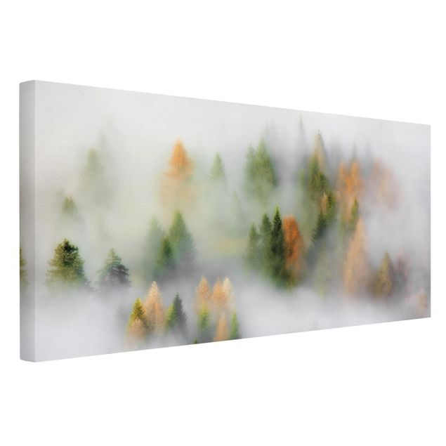 Leinwandbilder Wohnzimmer modern Nebelwald im Herbst