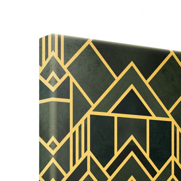 Leinwandbilder Muster Goldene Geometrie - Art Deco Blau