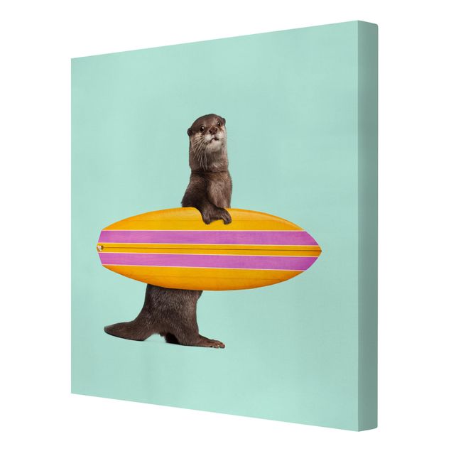Bilder auf Leinwand Otter mit Surfbrett