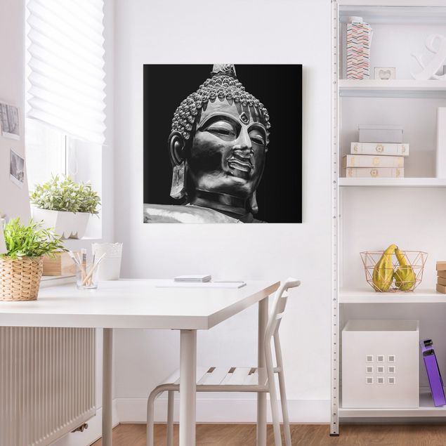 Leinwandbilder Schwarz-Weiß Buddha Statue Gesicht