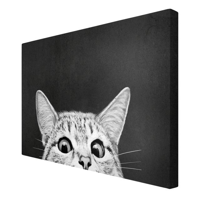 Tierbilder auf Leinwand Illustration Katze Schwarz Weiß Zeichnung