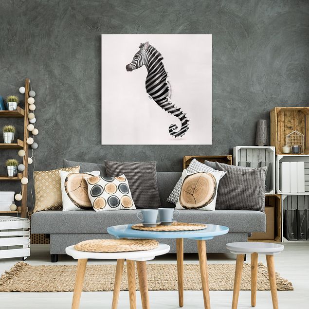 Wandbilder Fische Seepferdchen mit Zebrastreifen