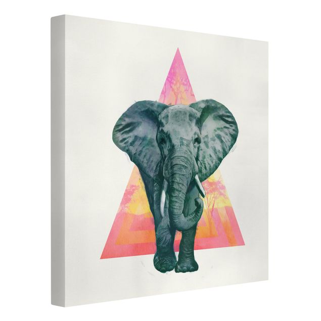Wandbilder Tiere Illustration Elefant vor Dreieck Malerei