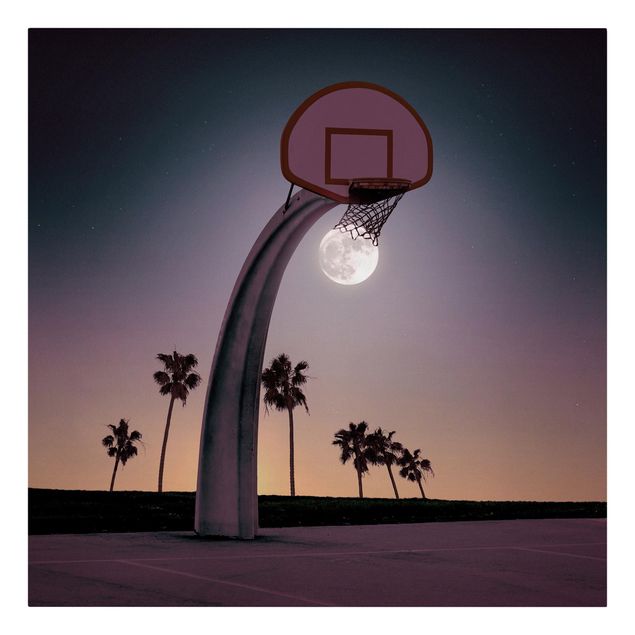 Bilder auf Leinwand Basketball mit Mond