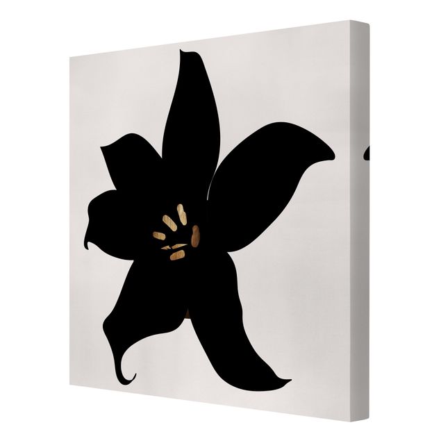 Schöne Wandbilder Grafische Pflanzenwelt - Orchidee Schwarz und Gold