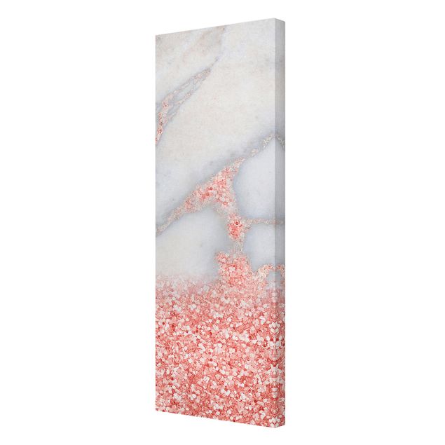 Leinwandbilder Marmoroptik mit Rosa Konfetti