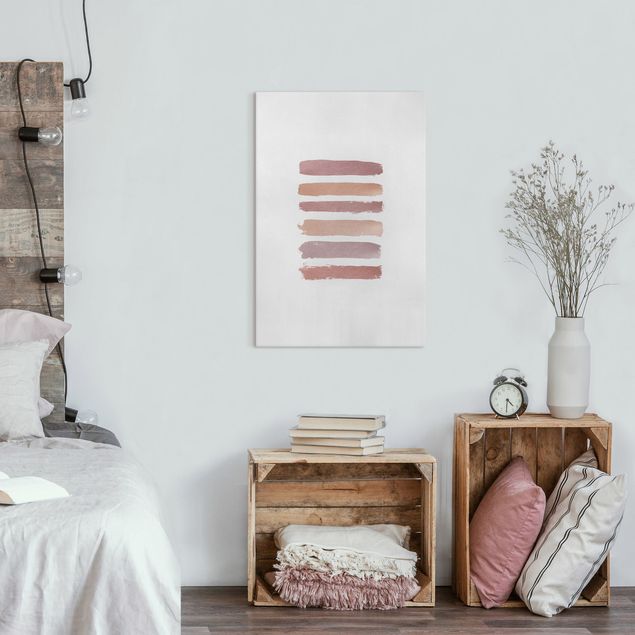 Moderne Leinwandbilder Wohnzimmer Gedeckte Rosé Streifen