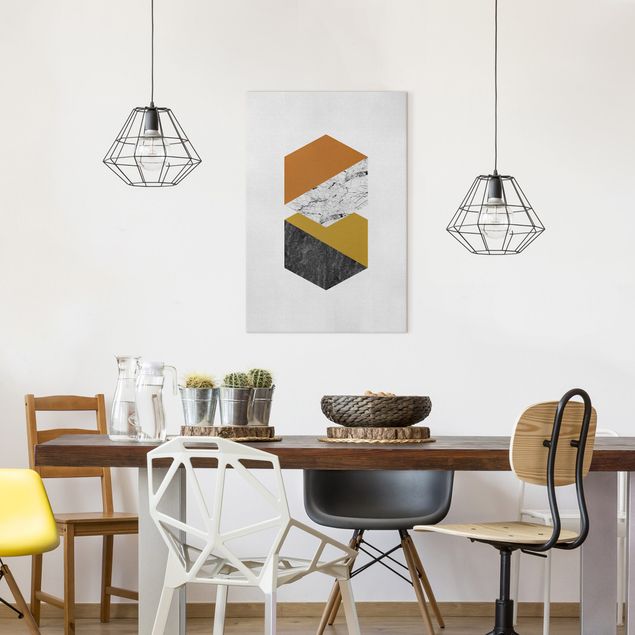 Moderne Leinwandbilder Wohnzimmer Geometrische Hexagone