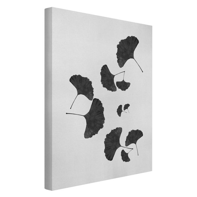 Leinwandbilder Wohnzimmer modern Ginkgo Komposition in Schwarz-Weiß