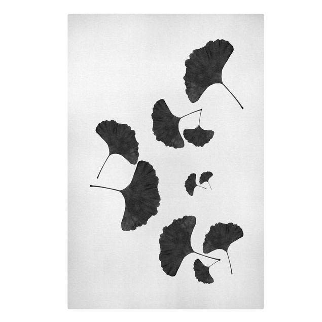 Schöne Wandbilder Ginkgo Komposition in Schwarz-Weiß