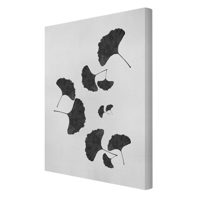 Bilder auf Leinwand Ginkgo Komposition in Schwarz-Weiß