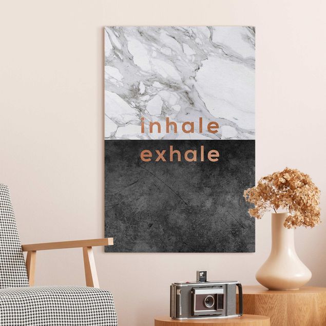 Wandbilder XXL Inhale Exhale Kupfer und Marmor