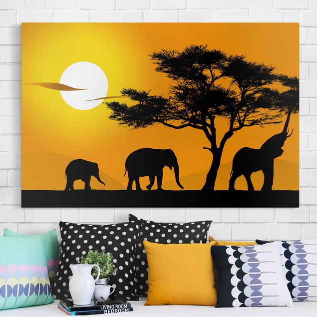 Leinwandbilder XXL African Elefant Walk