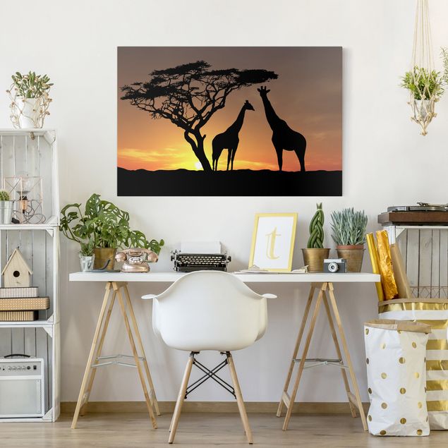 Giraffen Leinwand African Sunset