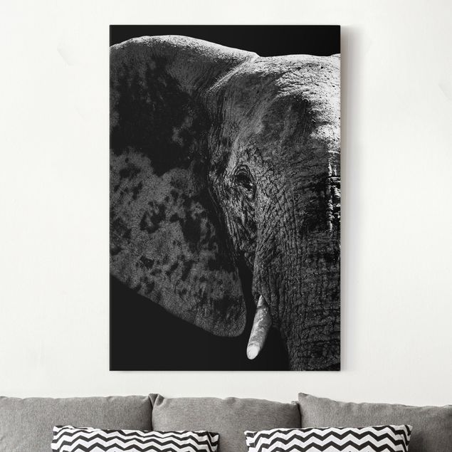 Wandbilder XXL Afrikanischer Elefant schwarz-weiß