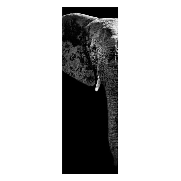 Leinwand Kunstdruck Afrikanischer Elefant schwarz-weiß