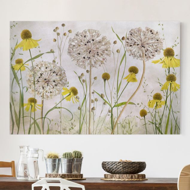 Wandbilder Allium und Helenium Illustration